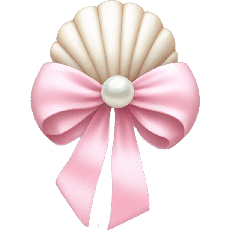 Pearl shell and light pink bow emoji