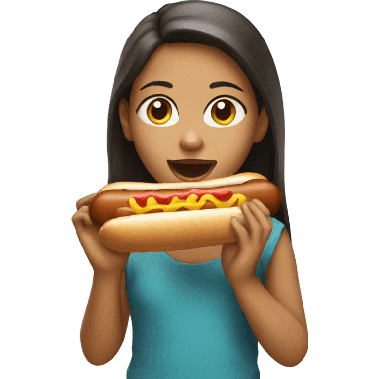 girl eating hot dog emoji