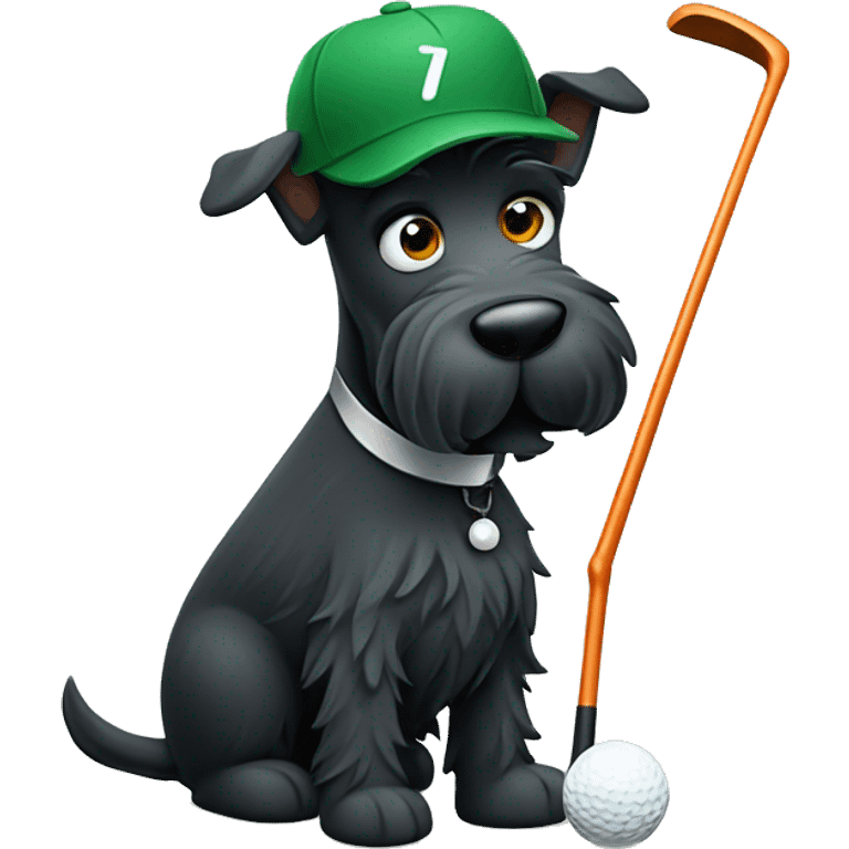 Scottish terrier dog cartoon holding golf putter emoji