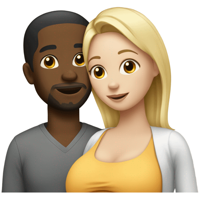 Blonde pregnant woman with black man emoji