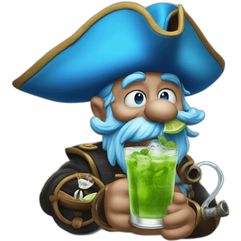 pirate Papa Smurf drinking mojito emoji