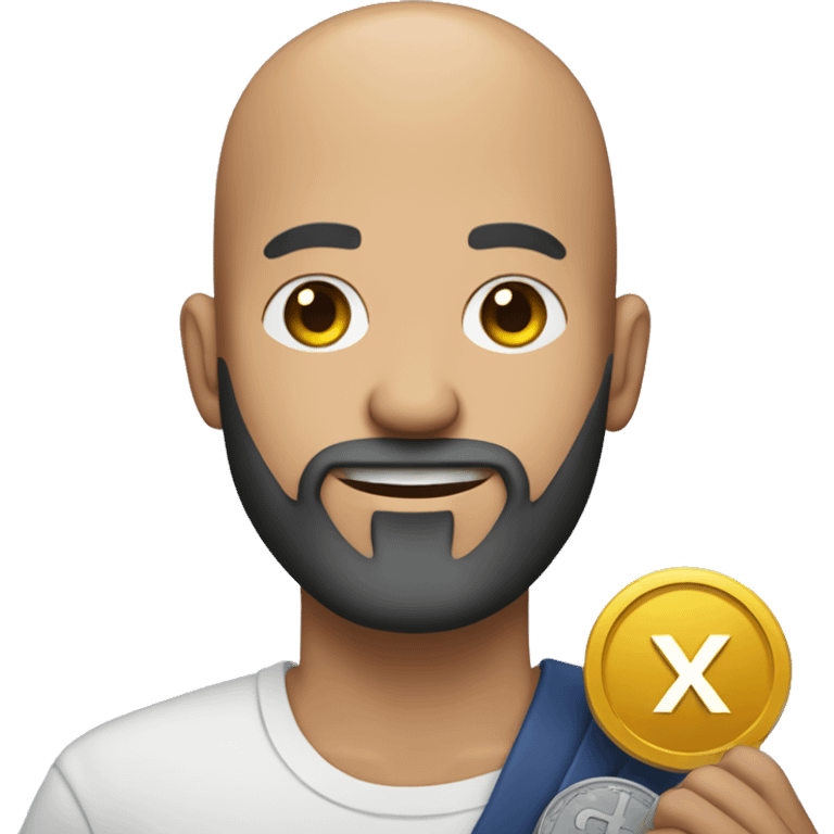  Bald guy with beard holding XRP coin logo emoji