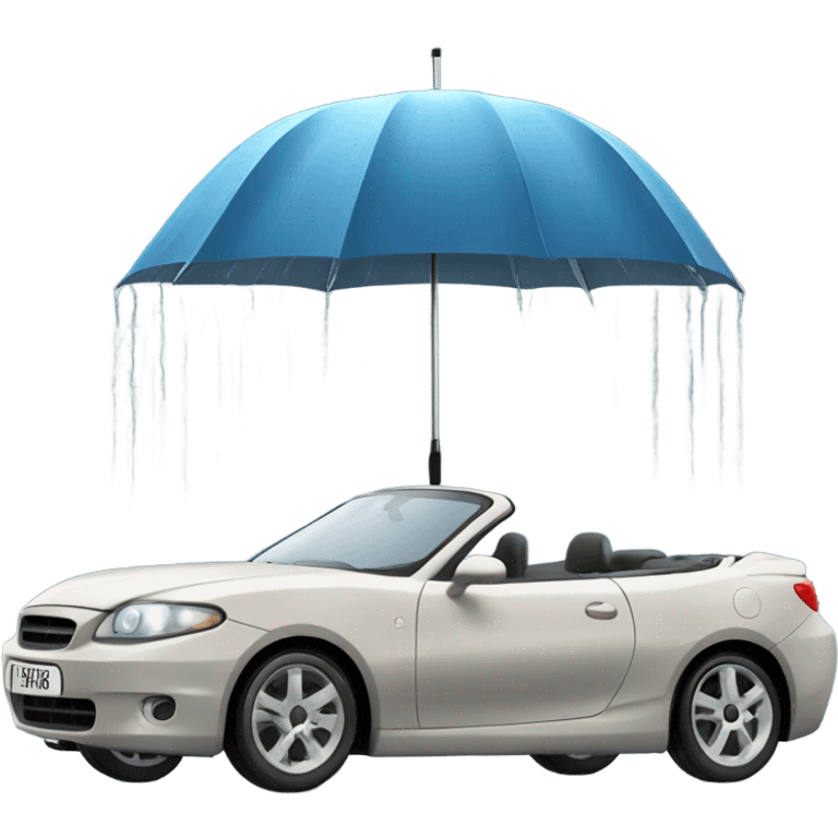 ￼Convertible car in the rain  emoji