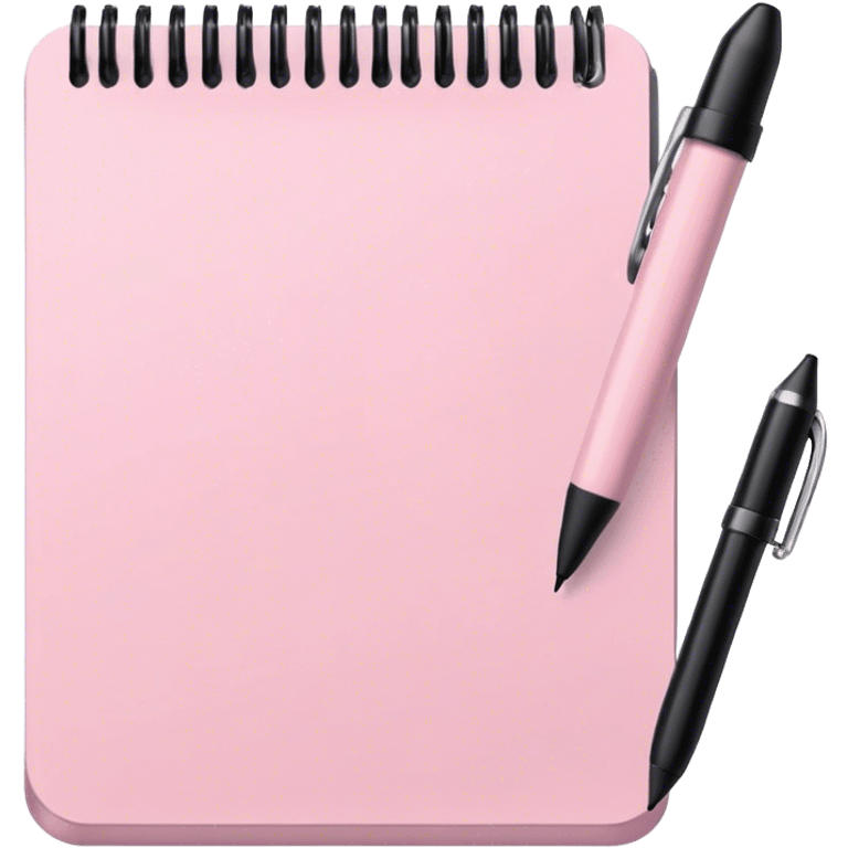 Pale pink notepad with pen emoji