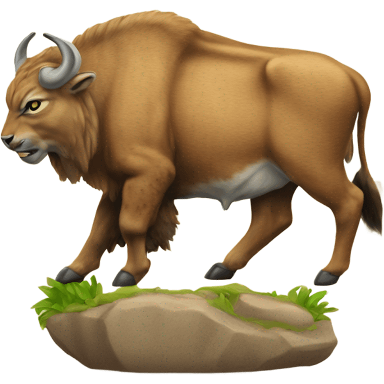 A bobcat peeing on a bison emoji