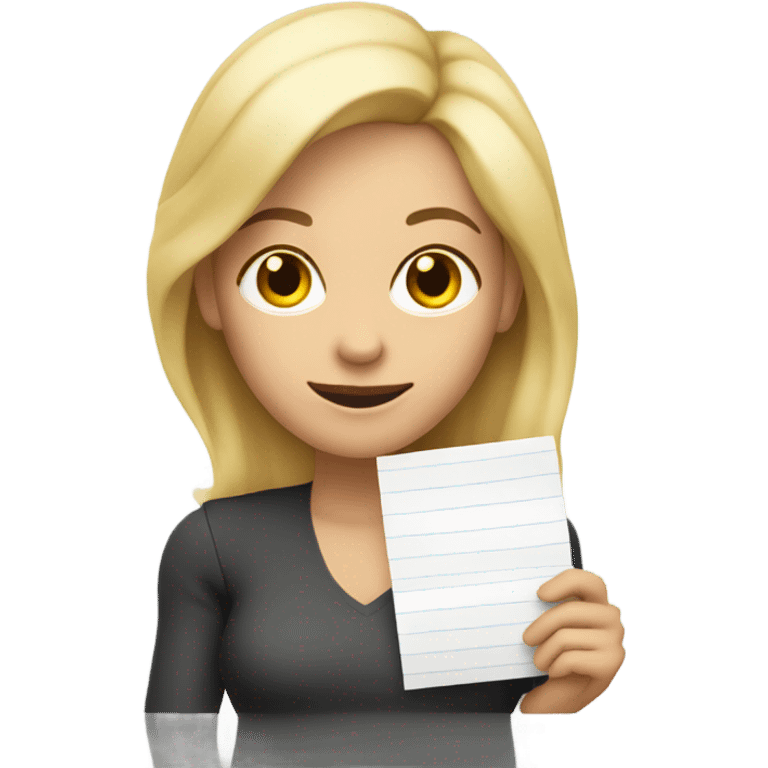 Dumb blonde lady with paper emoji