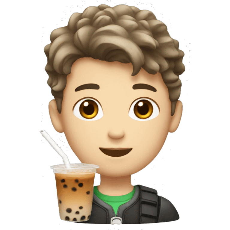 white boy with boba tea emoji