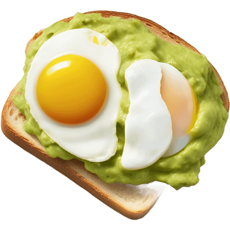 Guacamole spread on toast with over easy egg on top emoji