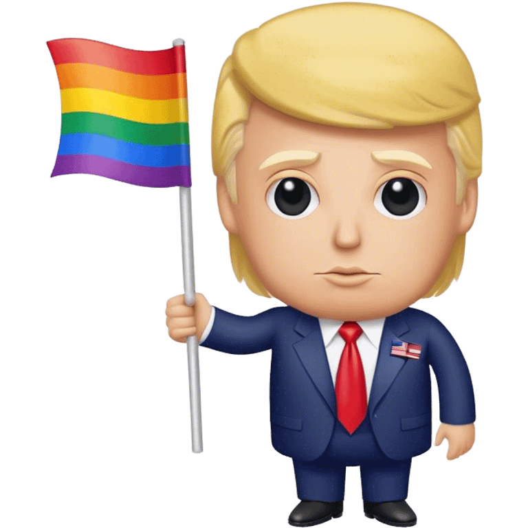 Trump holding a gay flag emoji