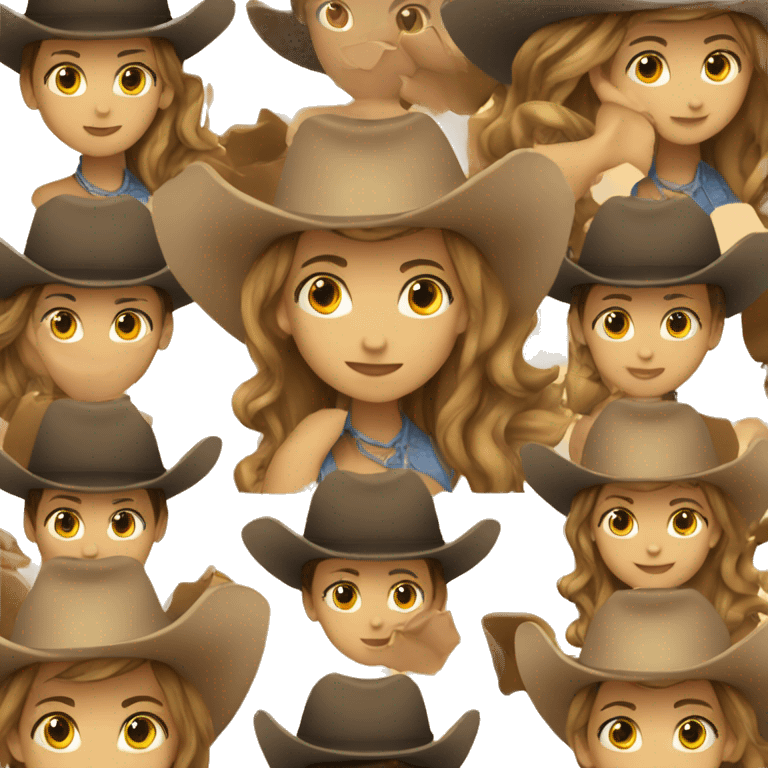 girl using computer with cowboy hat on emoji