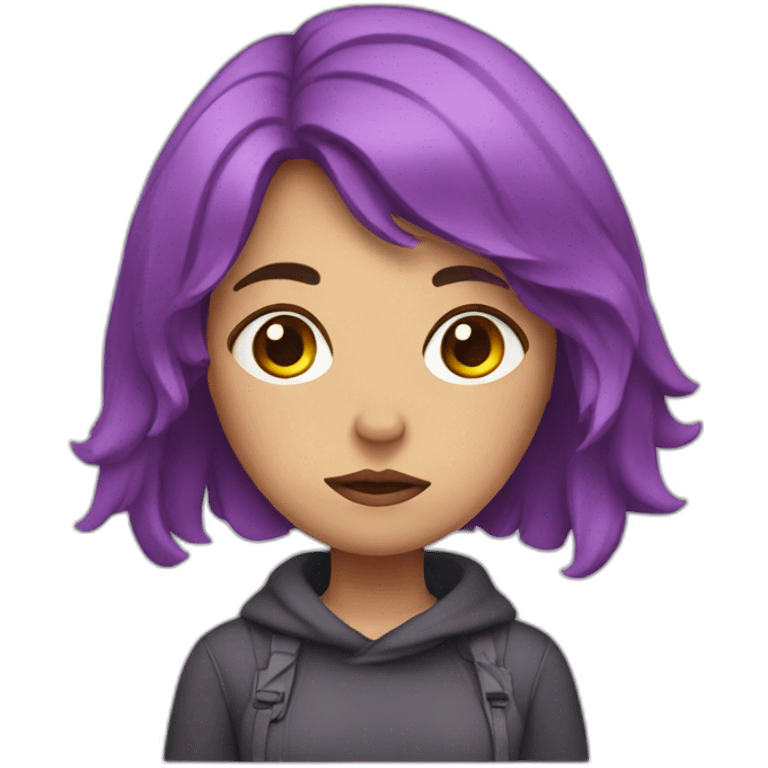 freelancer sad girl with violet hair emoji