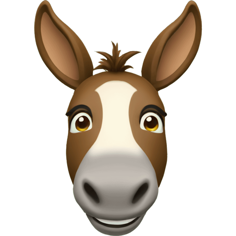 innocent smiling brown donkey face and green background 3d emoji