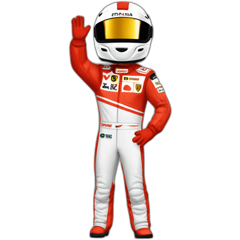 Michael Schumacher Ferrari racing suit waving emoji