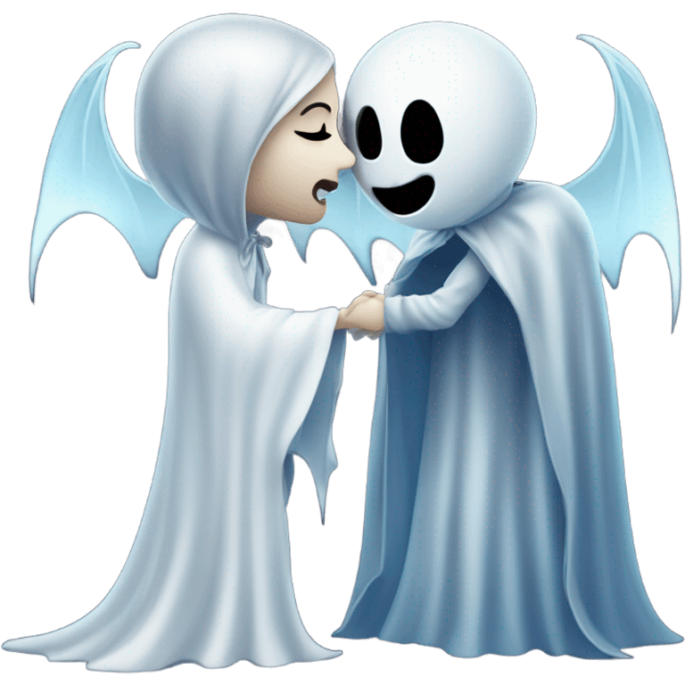 Ghost kissing Mae vampire emoji