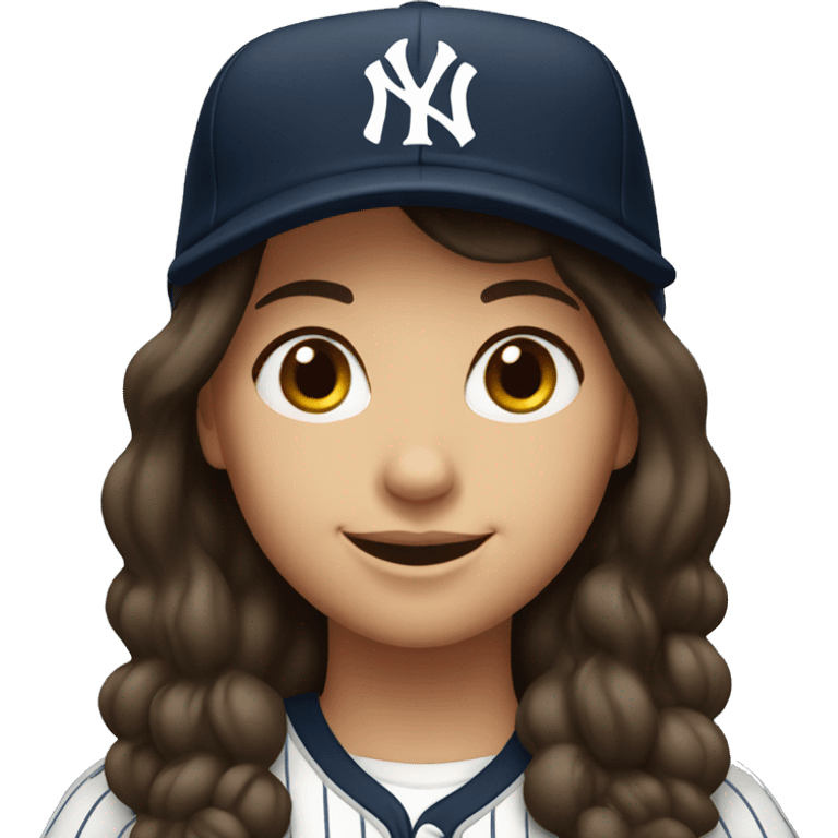 Smile brunette lady with Yankees cap emoji