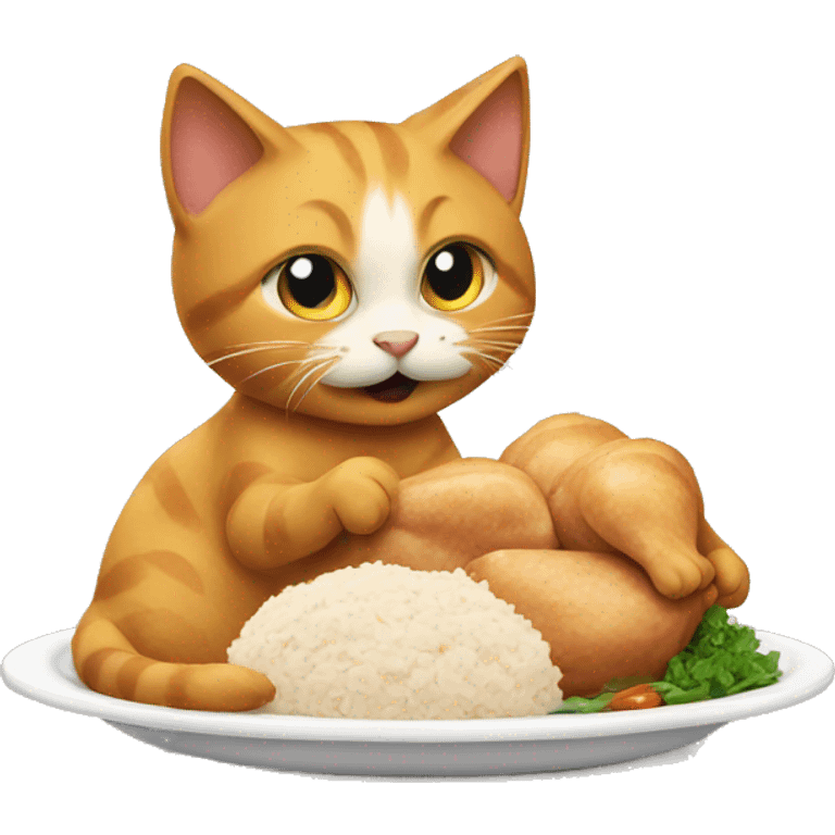 Cat Eating Chicken emoji