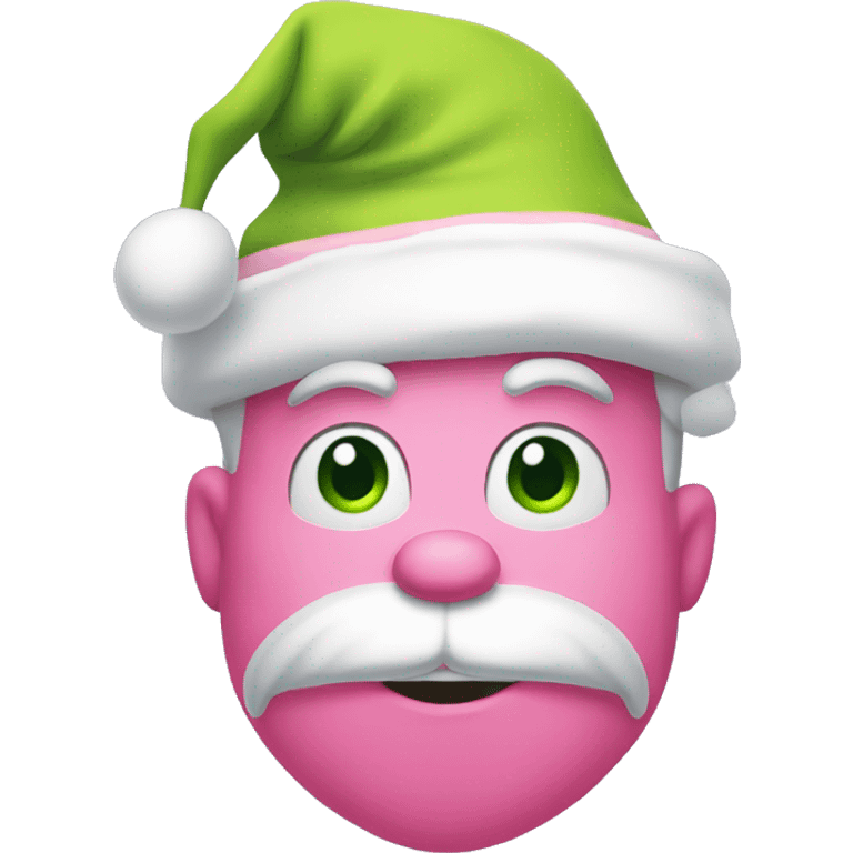 Grinch with a light pink santa hat emoji