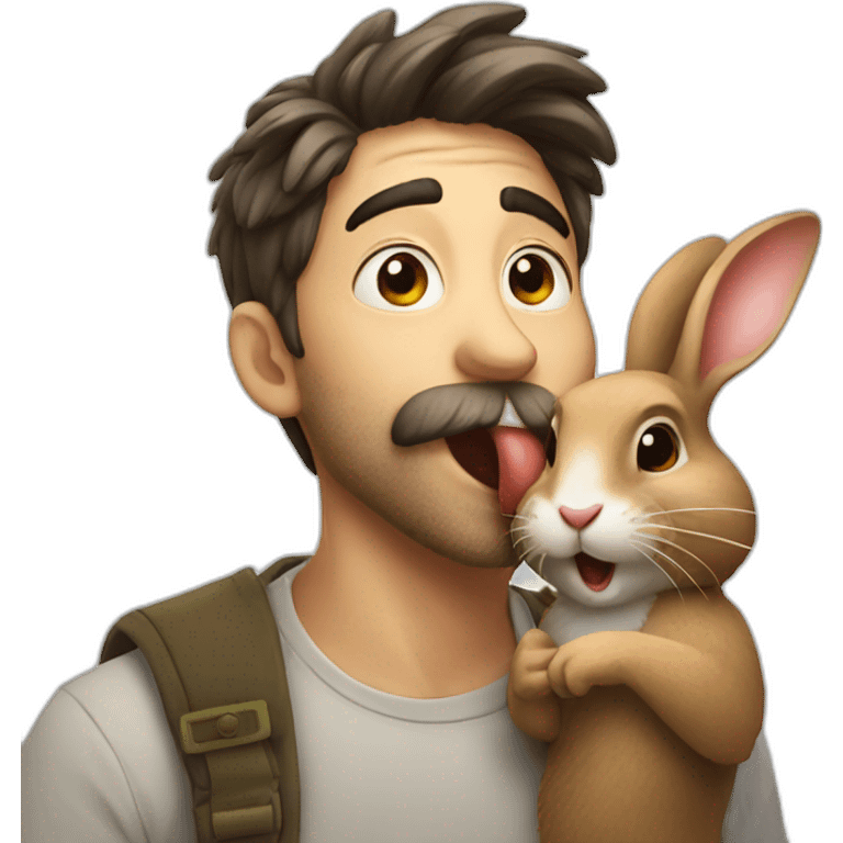 Man licking rabbit emoji