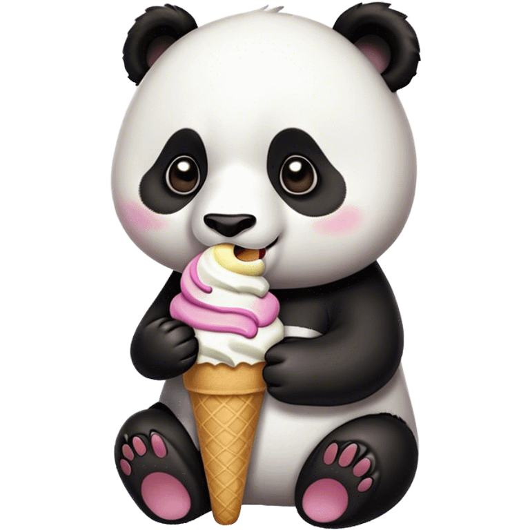 Panda eating ice cream emoji