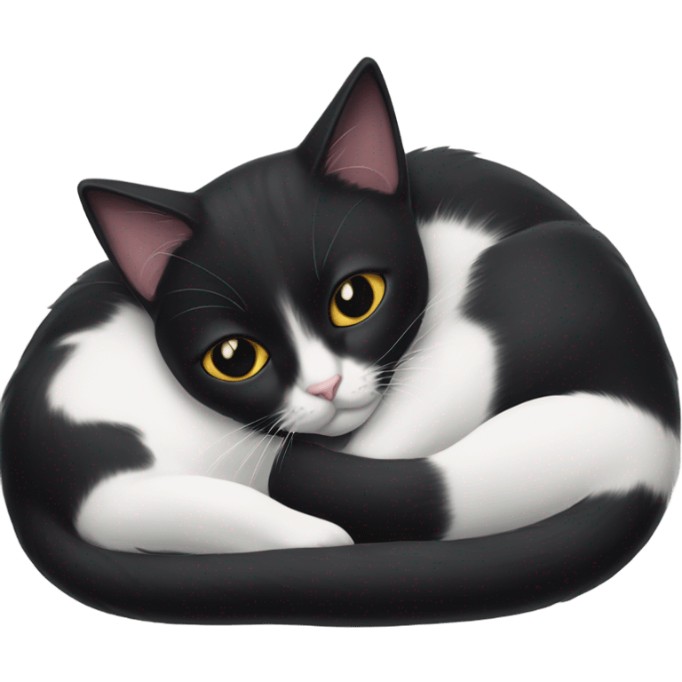 black cat and black and white cat cuddling  emoji