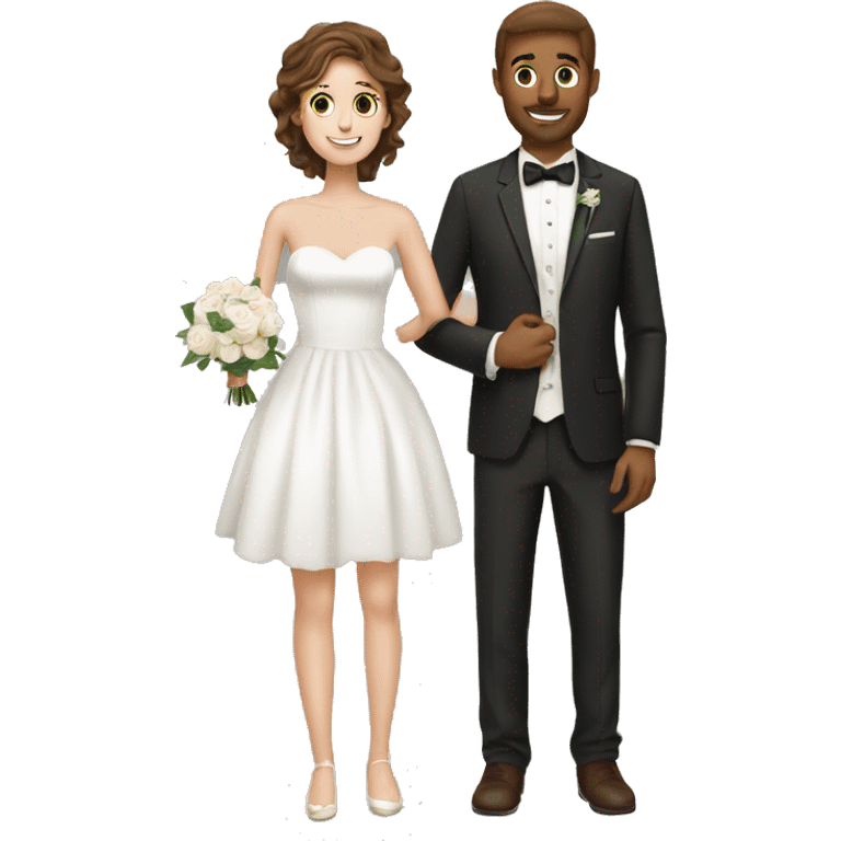 white couple people wedding brown hair emoji