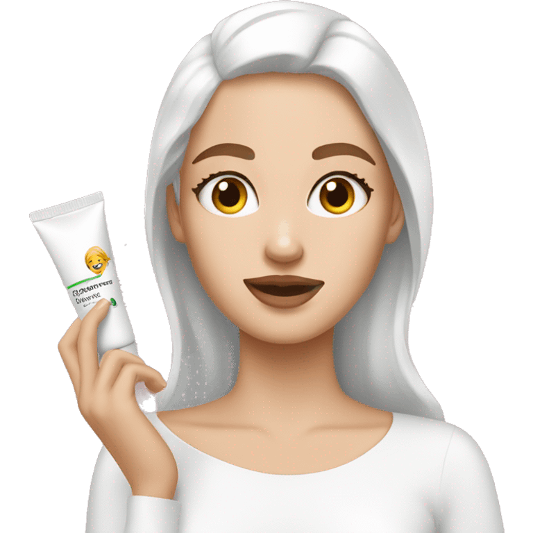 white girl applying cream on face emoji