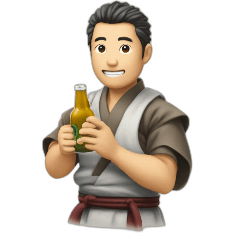 Tenjiro kamado qui boit une bière emoji