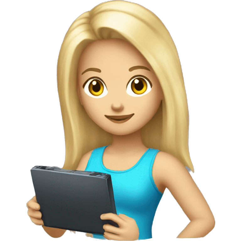  haired blonde light skin girl playing nintendo ds emoji