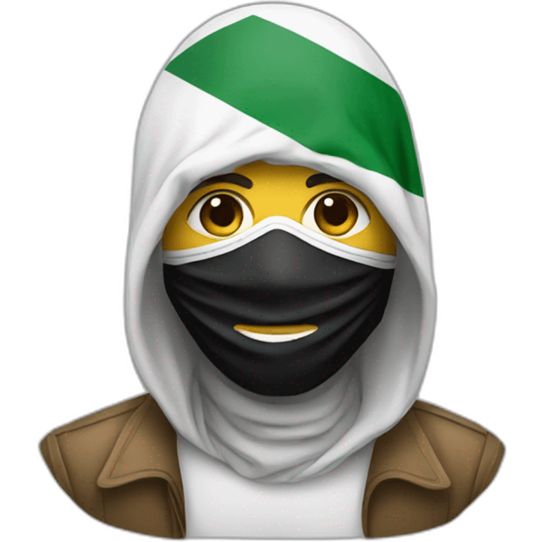 A man wearing a mask with the Palestinian flag on it emoji