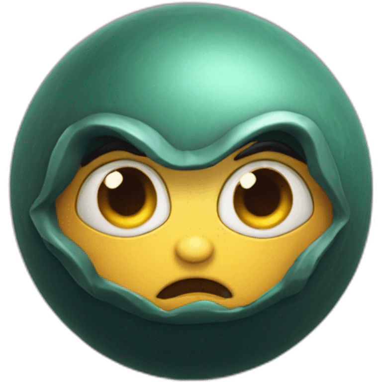 3d sphere with a cartoon Witch skin texture with big courageous eyes emoji