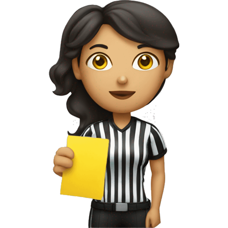 hispanic female referee holding yellow card emoji