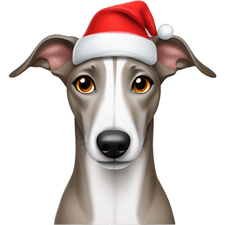 Greyhound in a Santa hat emoji