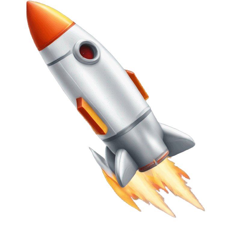  a rocket missile straight on angle with fins and flames out the back emoji