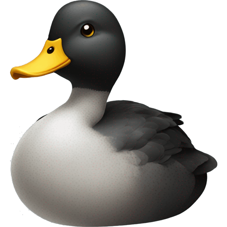 Black duck with white speckles on chest emoji