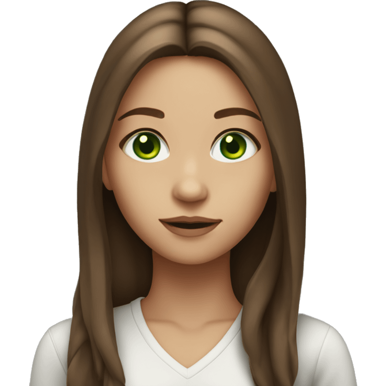 girl with long strait middle part brown hair and vibrant green eyes  emoji