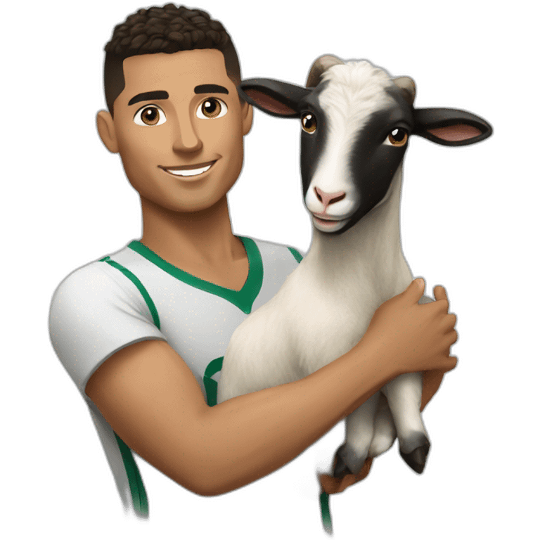 Ronaldo holding a goat emoji