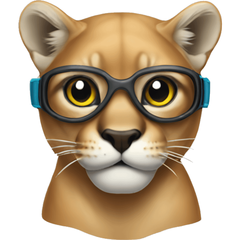 Cougar with swim goggles emoji