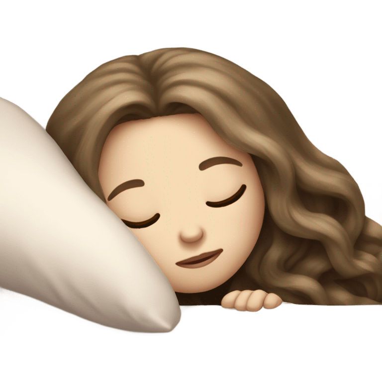 pale girl with long brunette hair sleeping emoji