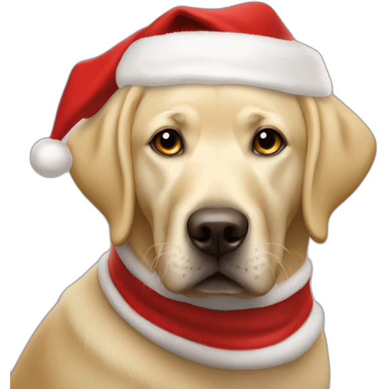 male blonde labrador dressed as Santa with fake beard emoji