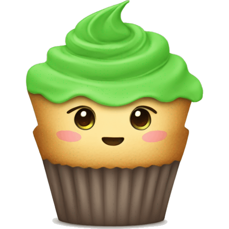 cute cupcake with green cover emoji