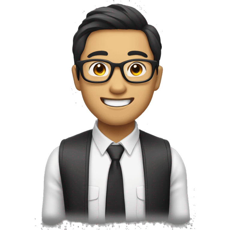 asian guy with black uy laughing glasses emoji