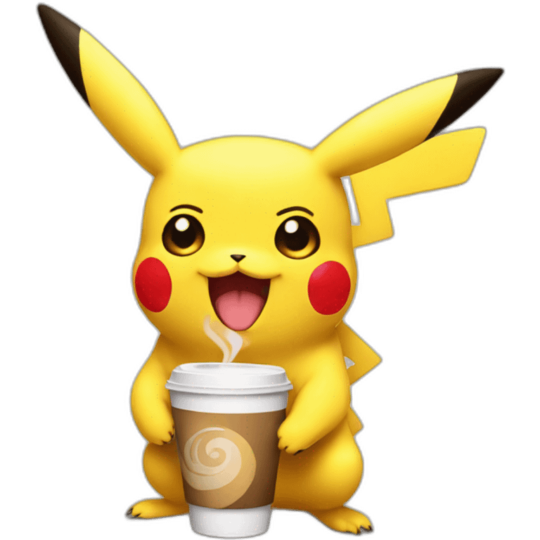 pikachu having coffee emoji