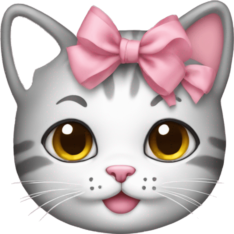 Cute cat with bows pink emoji