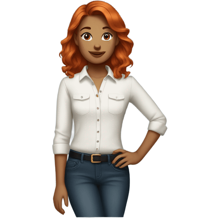 Auburn-haired girl in stylish shirt emoji