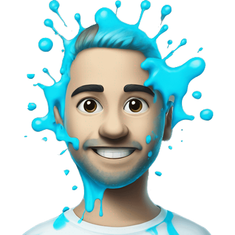 Glowing Cyan blue paint splash splatter emoji