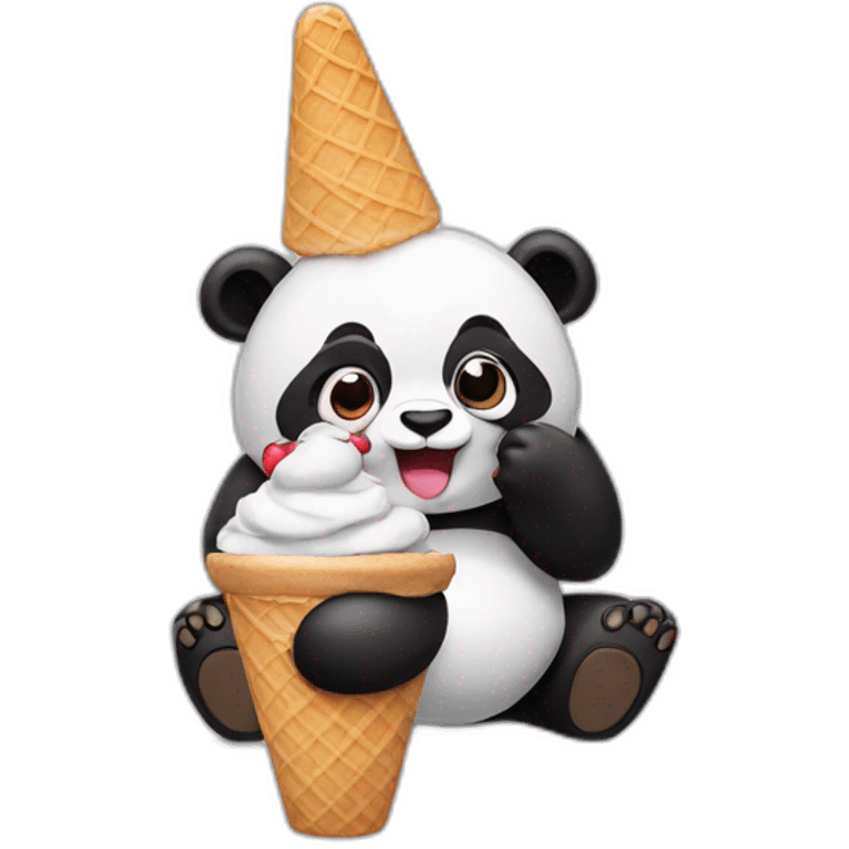 Panda eating ice cream emoji