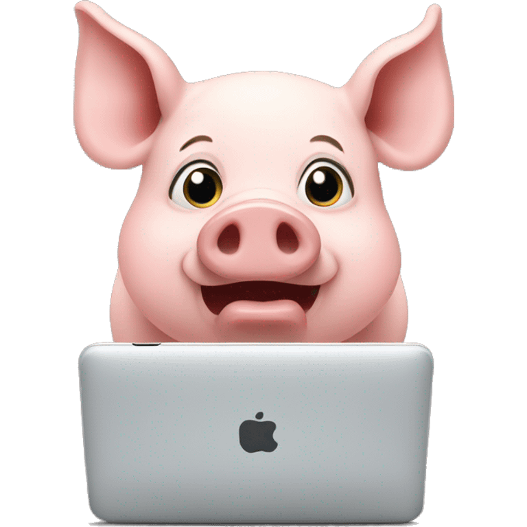 A pig watching a video emoji