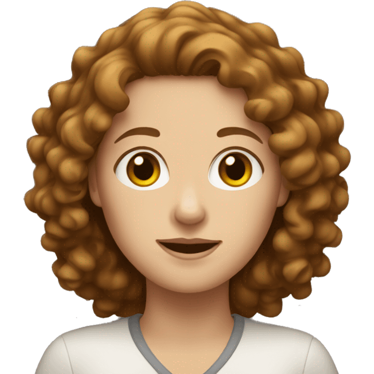 White woman with brown curly hair emoji