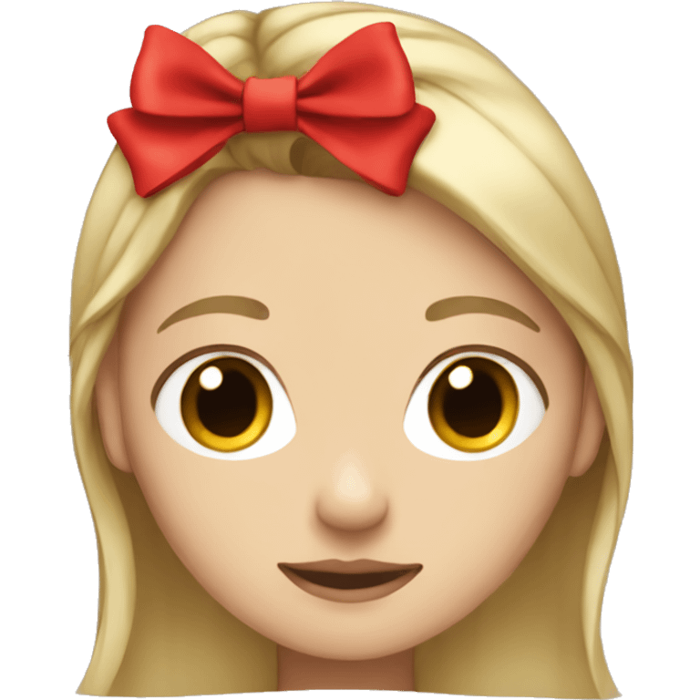 Half Brunette blonde hair girl with red bow emoji