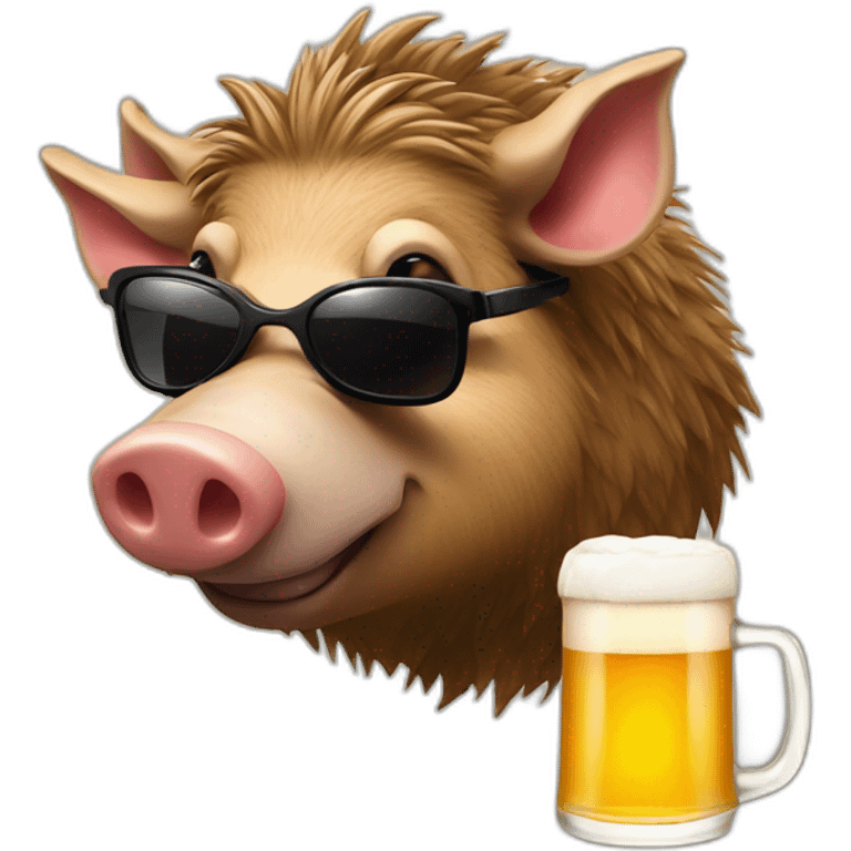 boar with a beer with sunglass emoji